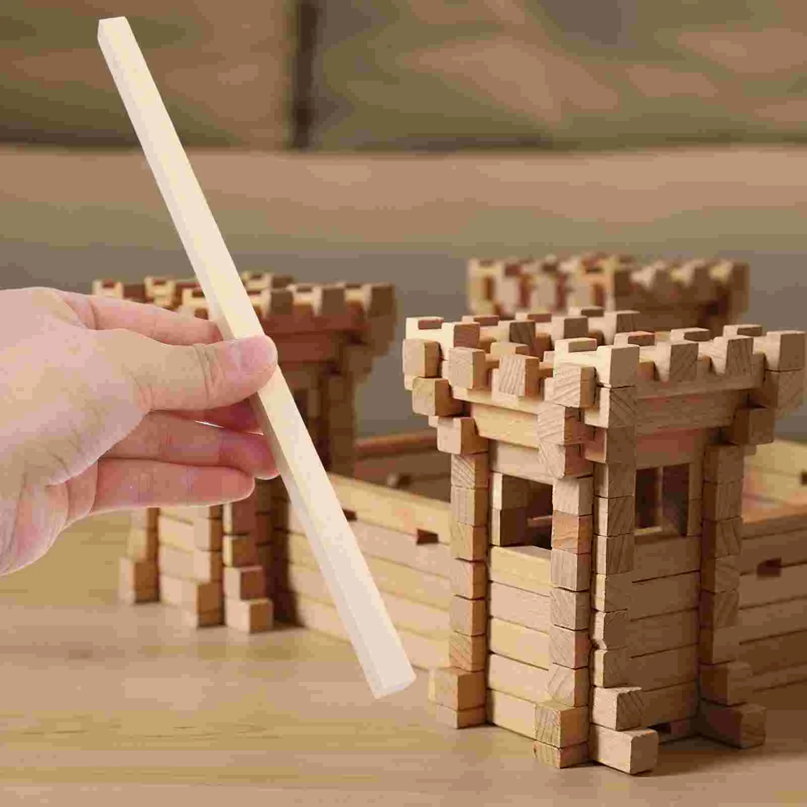 60 Pcs Handmade Wooden Stick Craft Dowels Hardwood Crafts Square Rods Sticks Beige Child