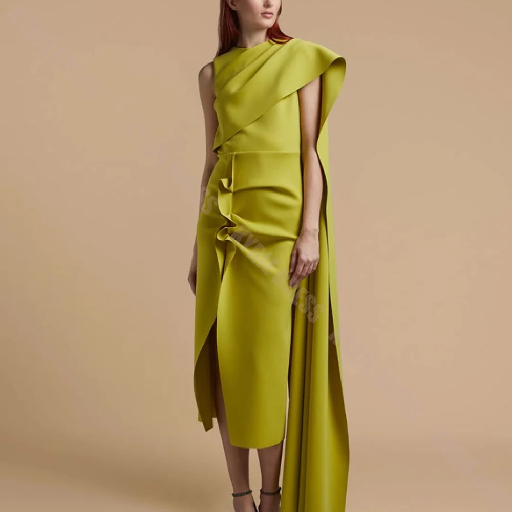 Customized Mother of The Bride Dress 2026 Round Neck Sleeveless Ruffles Tea Length Women Wedding Guest Gowns Party Evening Dress