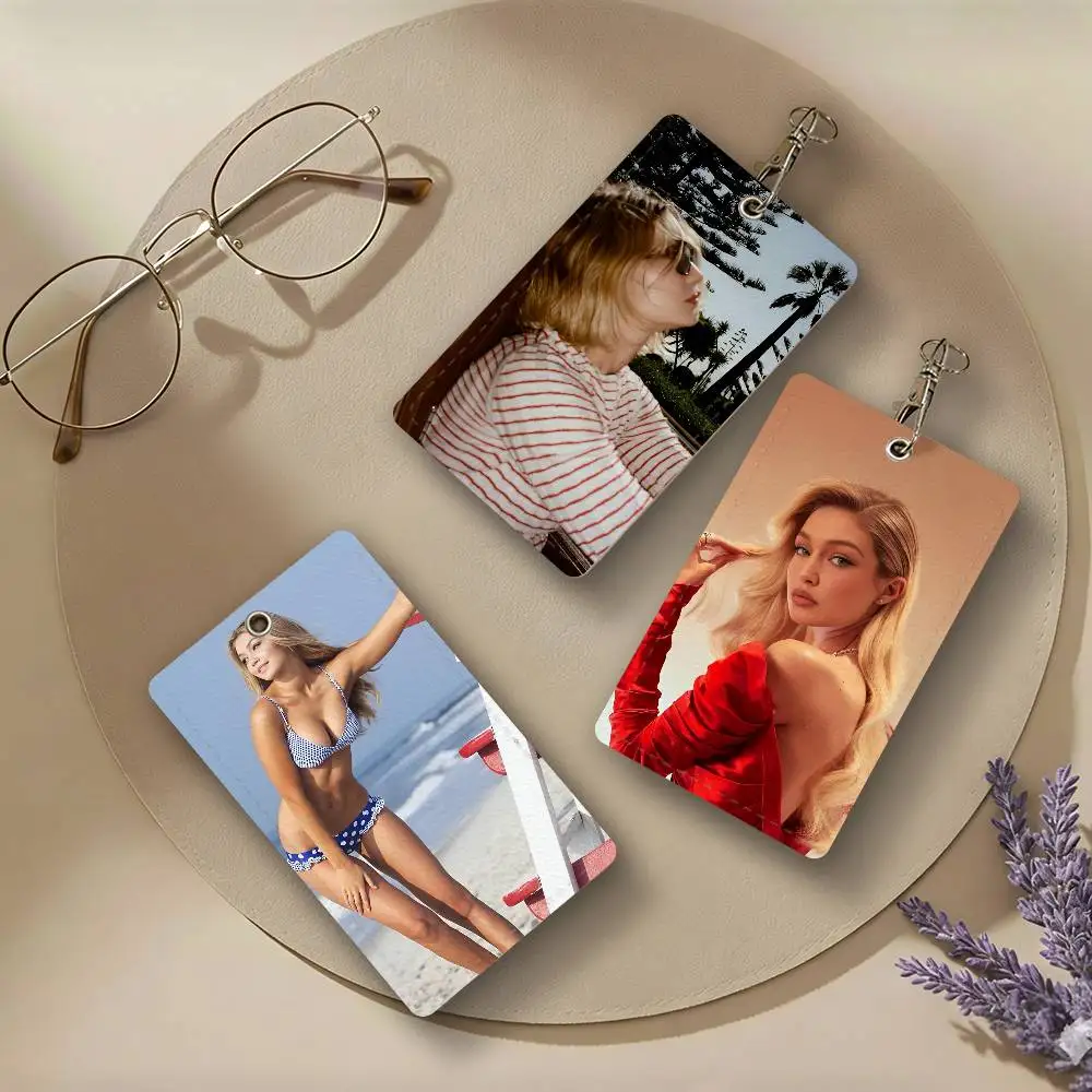 SuperModel G-gigi G-guest PU Leather Card Holders Anti-lost Student ID Protective Cover Cases Campus Access Cards Key Chain