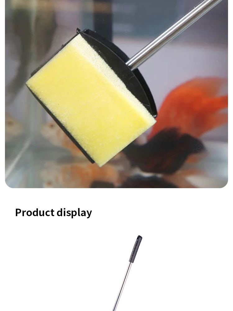 Aquariumbürste mit langem Griff, doppelseitige Reinigungsbürste, Aquarium-Reinigungswerkzeuge – Detail 8