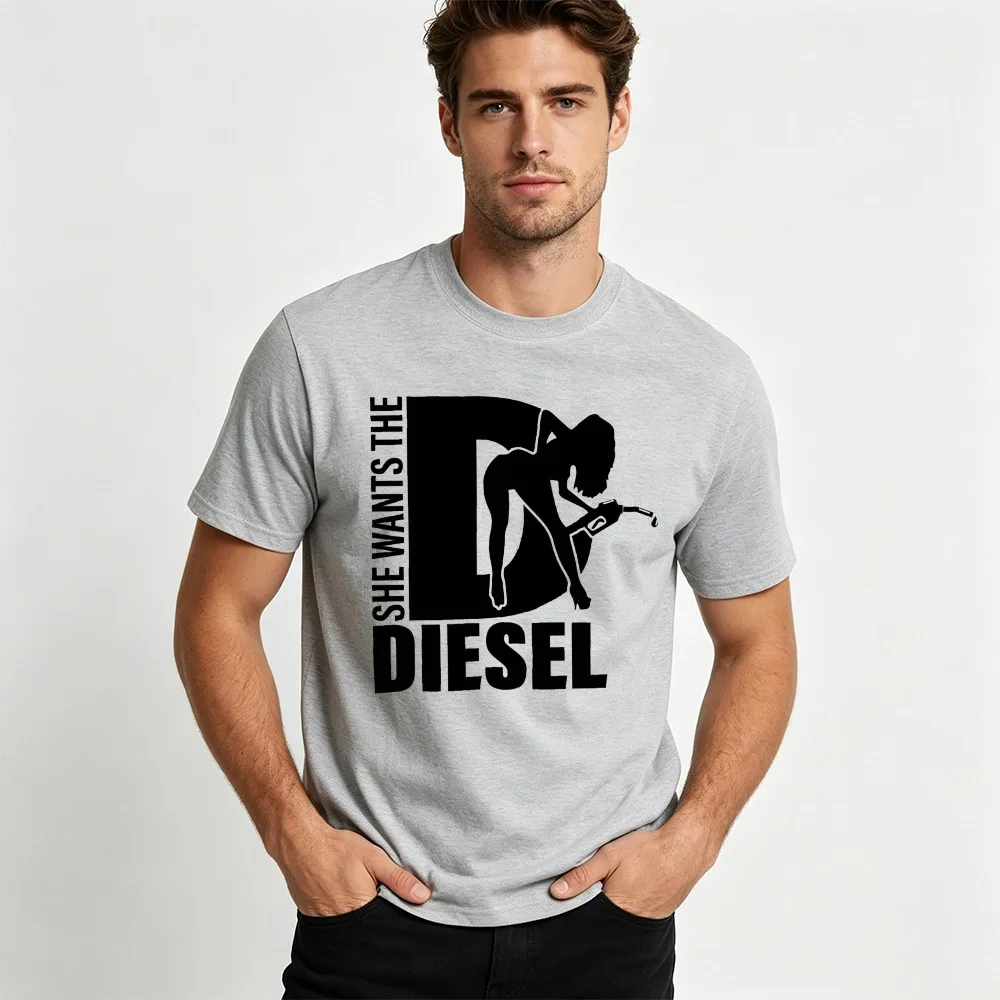 T-shirt graphique She Wants The Diesel, t-shirt drôle pour chauffeur de camion Diesel, en coton, à manches courtes, cadeau pour les passionnés de Diesel