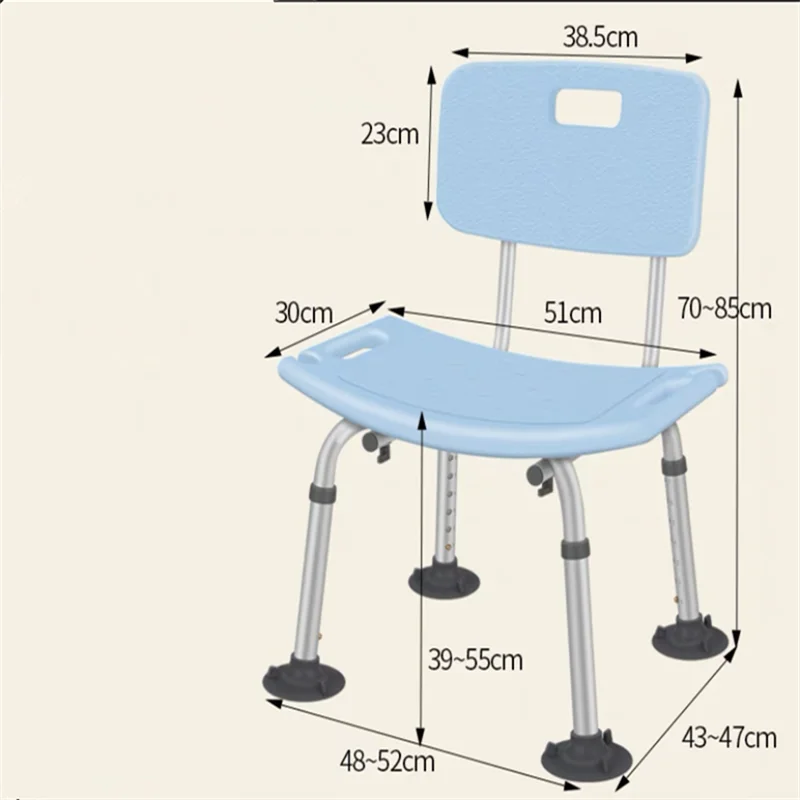 Non-slip Bath Chair 7 Gears Height Adjustable Elderly Bath Tub Shower Chair Bench Stool Seat Safe Bathroom Environment Product