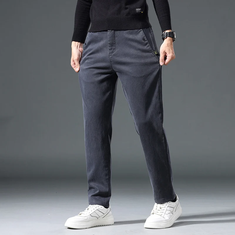 Spring Autumn New Men Soft Cosy Lyocell Elastic Business Fashion Casual Straight Regular Fit Male Pants Brand Clothes