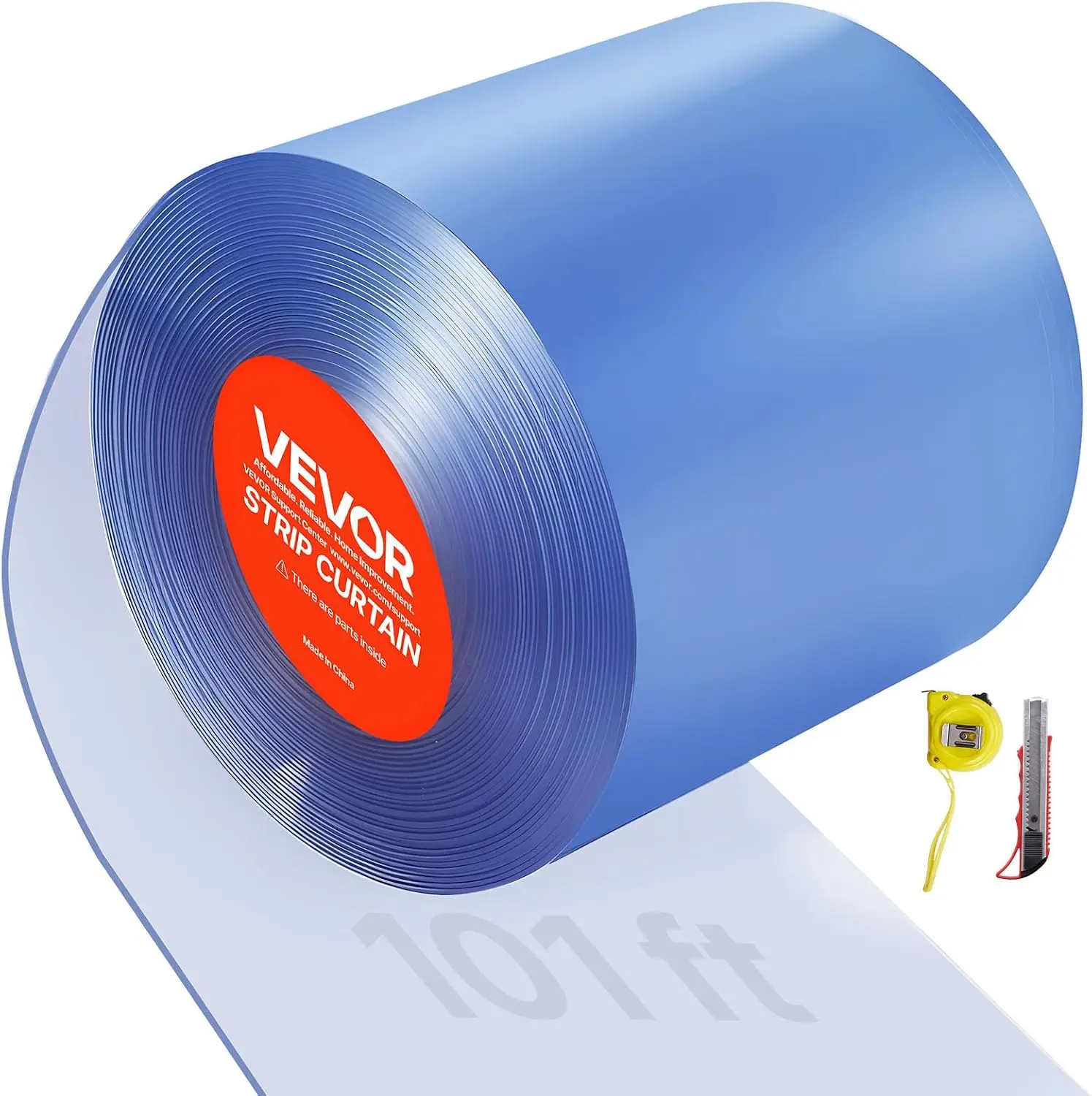 Clear PVC Strip Curtain, 101 ft Length x 12 in Width, Thermal Insulating Plastic Door Strip Bulk Roll, Walk in Freezer Cooler Cu