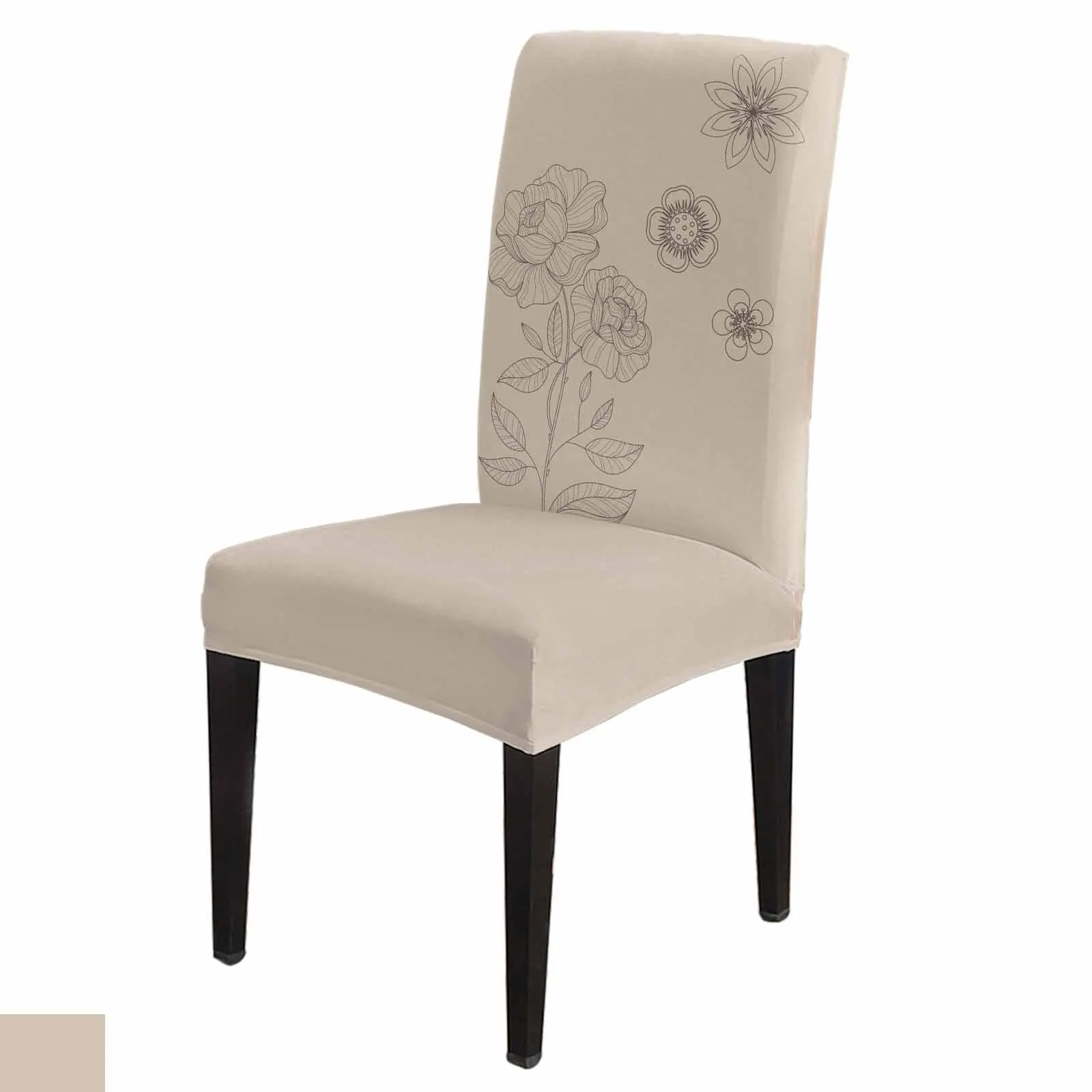 Simple Line Flower Stretch Chair Cover Hotel Dining Room Banquet Wedding Party Elastic Seat Chair Covers