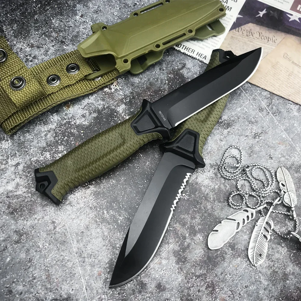 

GB 1500, военный уличный фиксированный нож 12C27, лезвие FRN, чехол из стекловолокна, ручка, охотничьи ножи для выживания, тактические боевые инструменты
