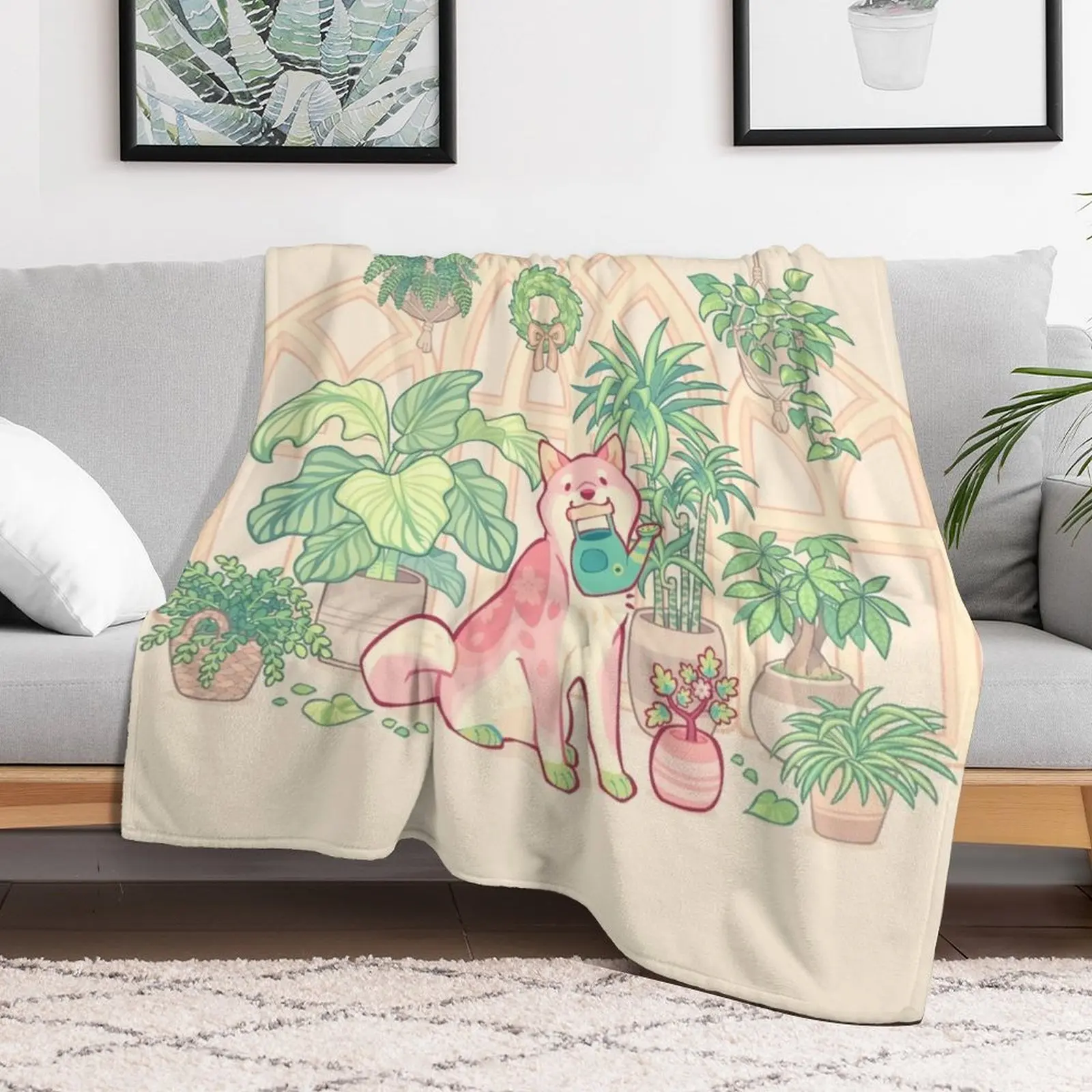 Green thumb shibakura Throw Blanket Blankets Sofas Of Decoration Retros Blankets