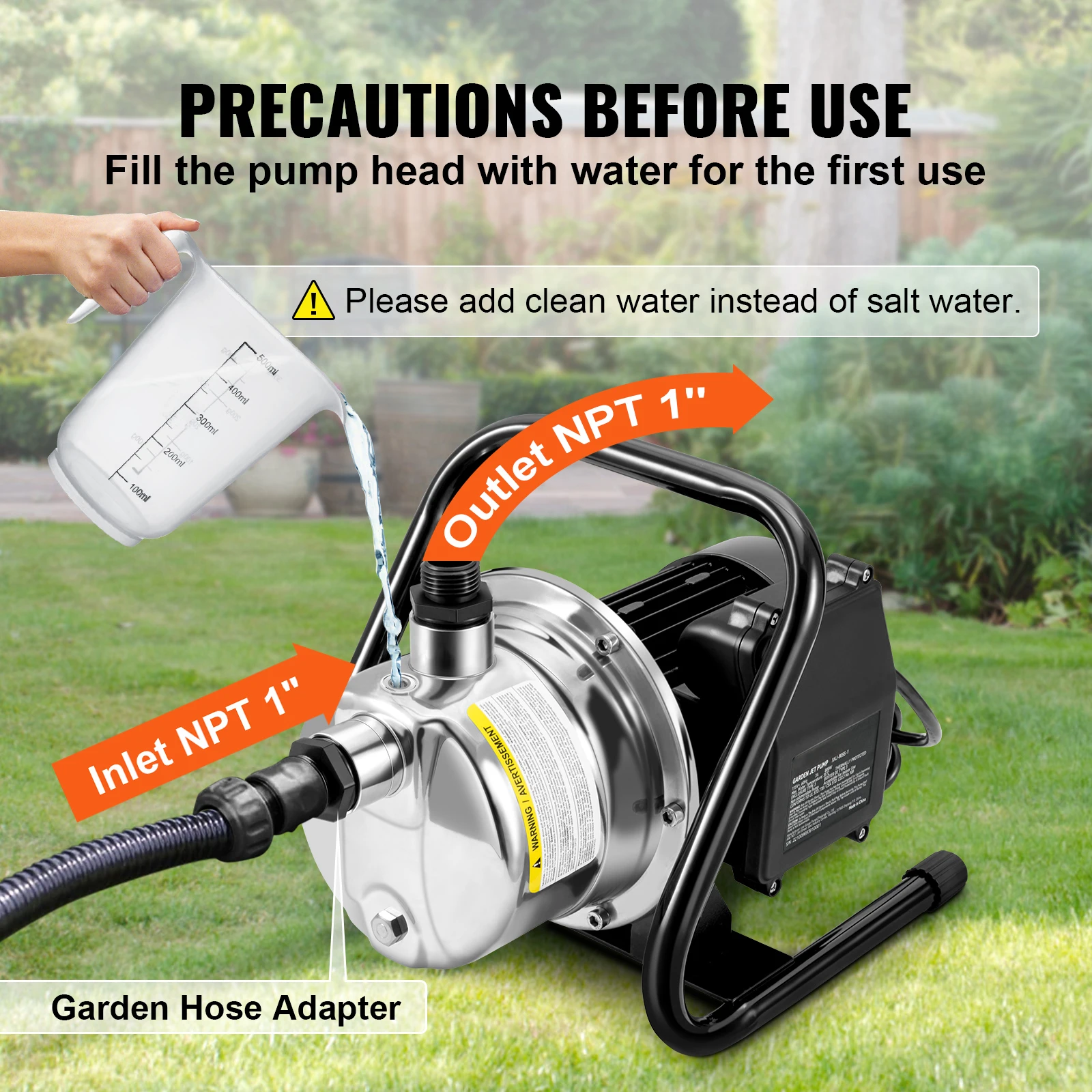 SucceBuy Shallow Well Pump 1.1 HP 115V 978GPH 131ft Height 69.6psi Max Pressure Portable Sprinkler Booster Jet Pumps Irrigation