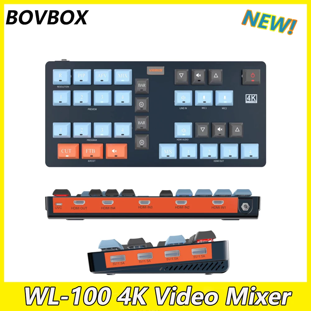 

BOVBOX WL-100 4K Video Mixer Switcher Multifunctional Guide Broadcast switching station