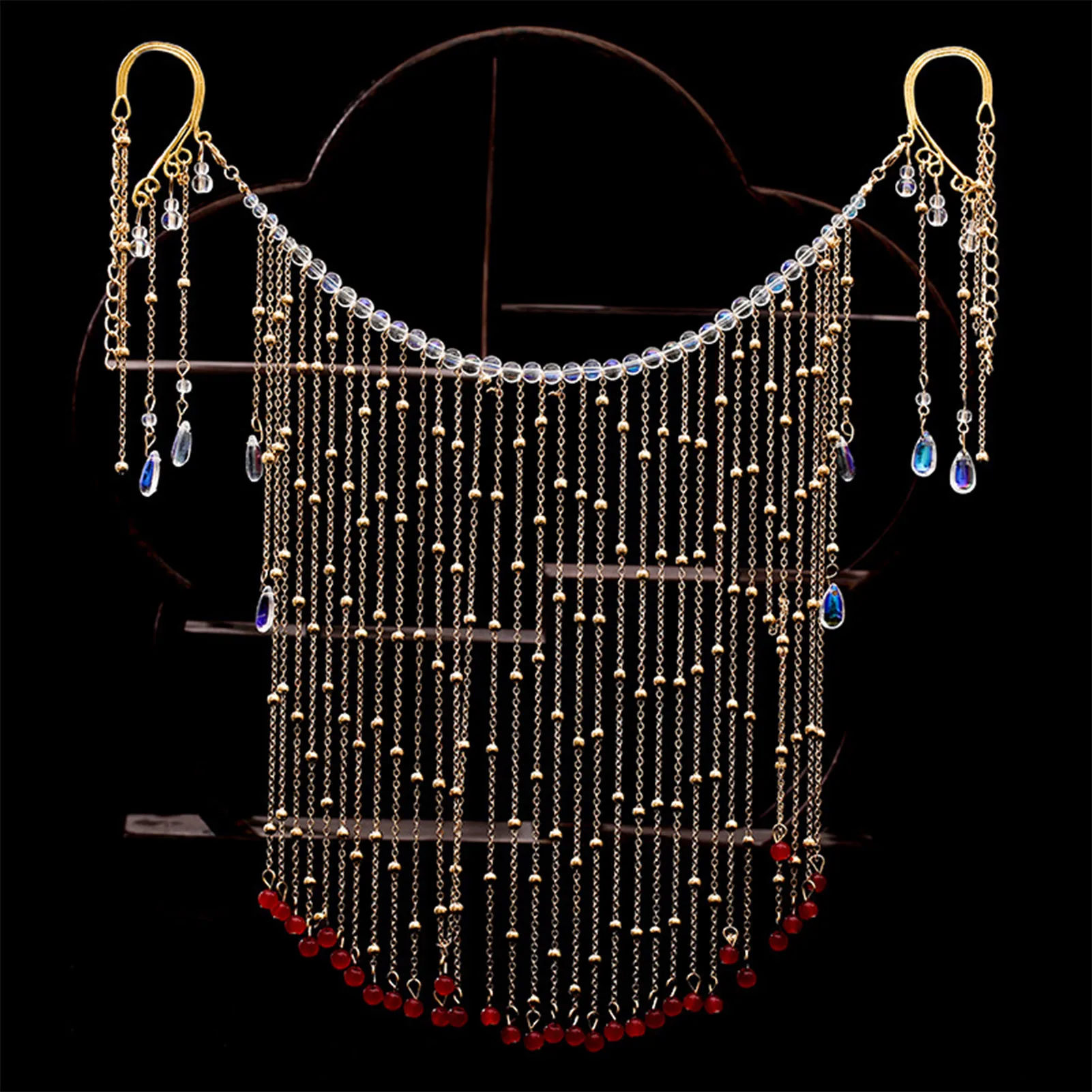 ארוך tassel פנים צעיף סיני תכשיטי hanfu מסיכה מסיכה לנשים וינטג חתונה וינטג כלה שיער כלה שיער תכשיטים