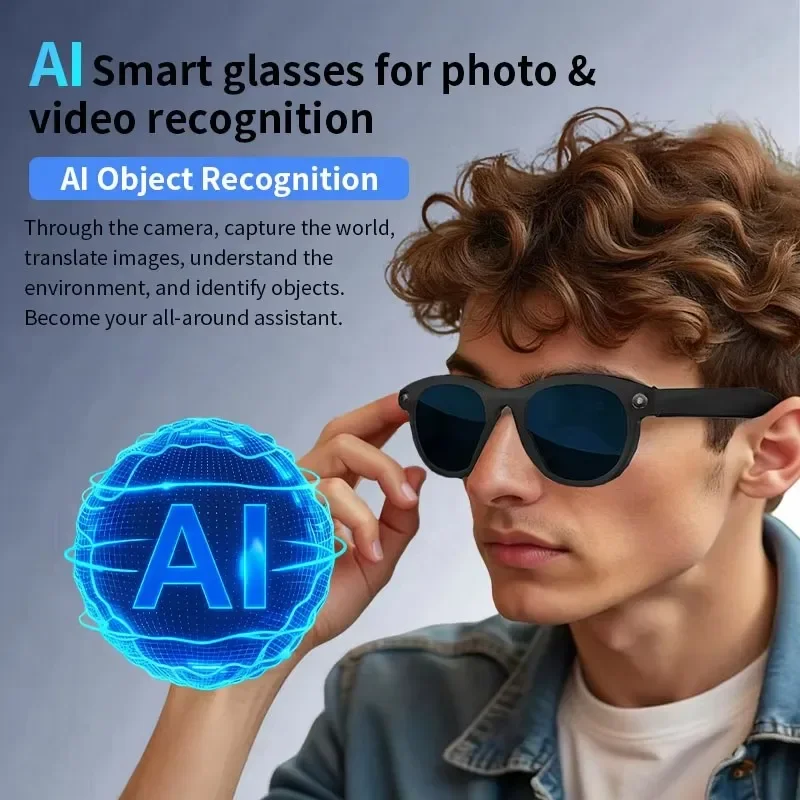 

Multifunctional Smart AI Glasses Hands-Free Call Stereo Music Quality for Business Travel Cycling & Sports