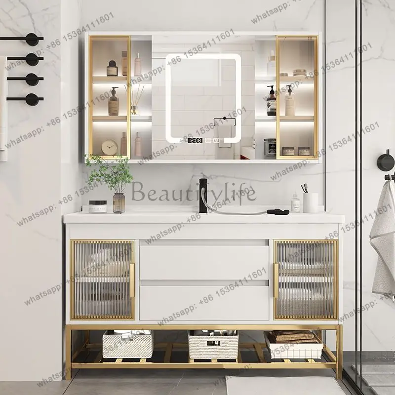 Cabinets With Sink Organizer Simple Modern Ceramic Integrated Basin Bathroom Cabinet Combined Home Furniture