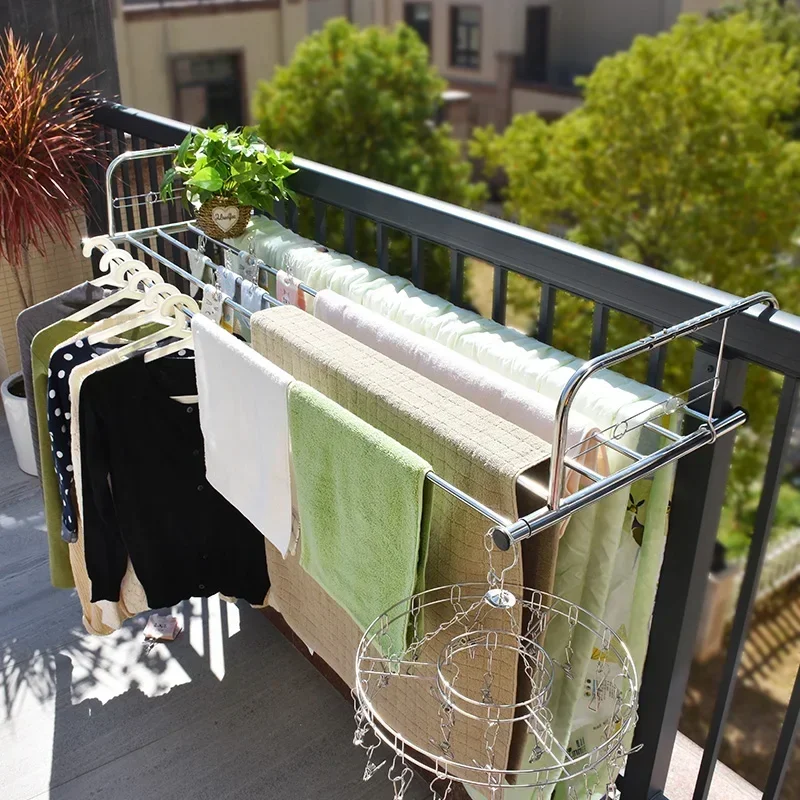 Portable Foldable Window Drying RackStainless Steel Hanging RacksBalcony Drying ShelfTowel and Quilt Stand New Arrivals