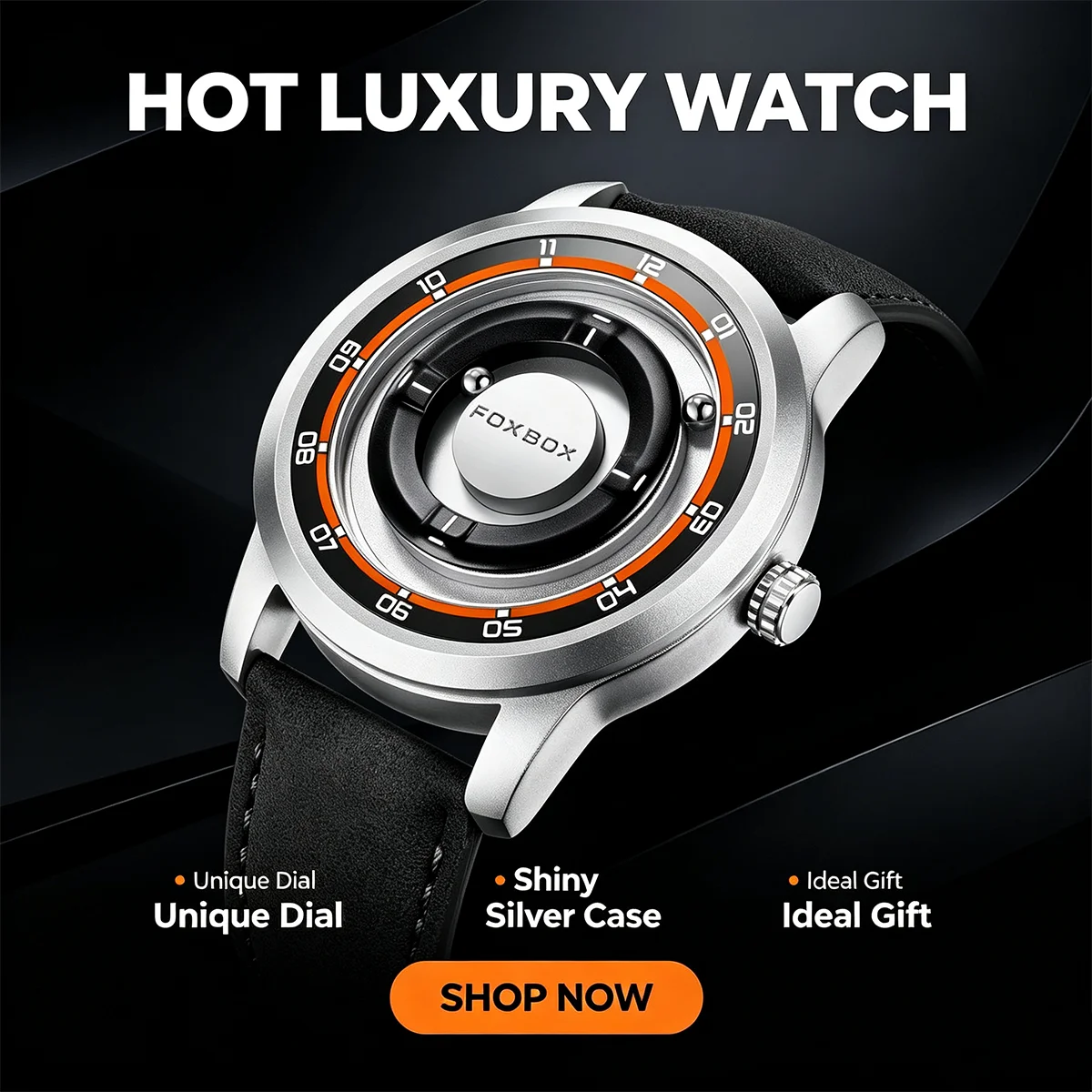 FOXBOX New Military Men's Watch Magnetic Driven Business Waterproof Quartz Clock Rolling Steel Ball Pointer Sports Watches+BOX