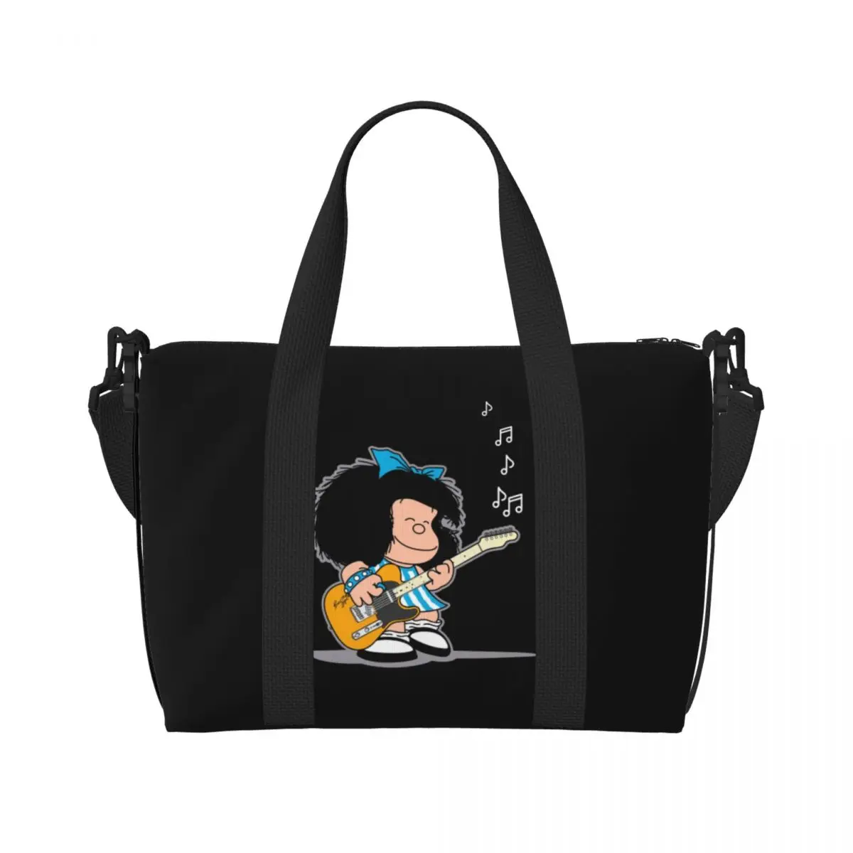 Custom Large Mafalda Quino Comics Tote Bag Women Classic Cartoon Manga Shopper Shoulder Beach Gym Travel Bag