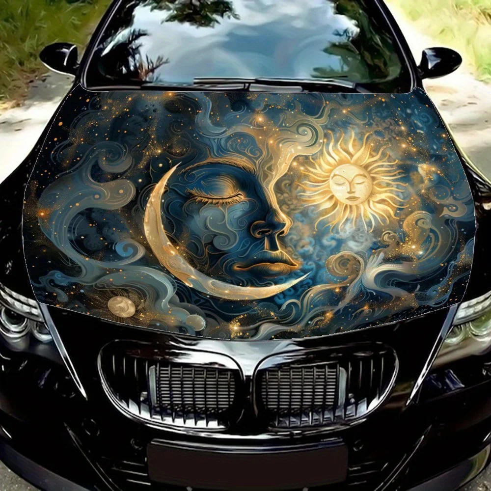 

Day and Night: Fantasy Facade under Starry Night; Car Vinyl Wraps, Vinyl Car Hood Graphics, Vintage Pattern Vinyl Packaging Deca