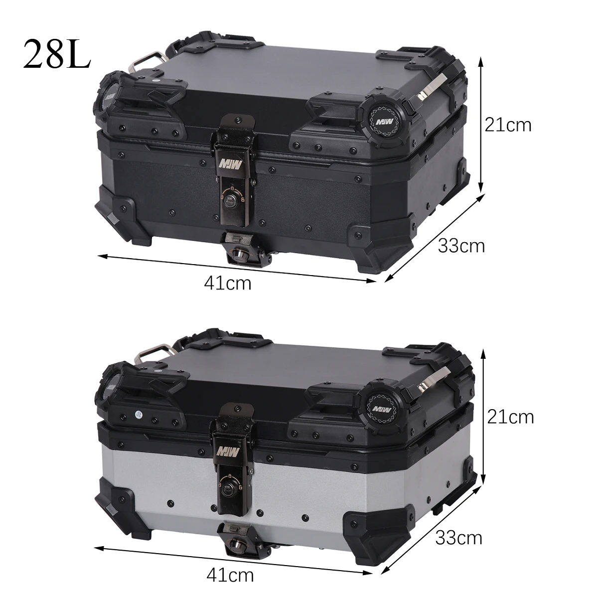 

28L Motorcycle Rear Box Aluminium Alloy Tail Box Carrier Tool Case Motorbike Trunk Luggage Case With Bracket Base Plate