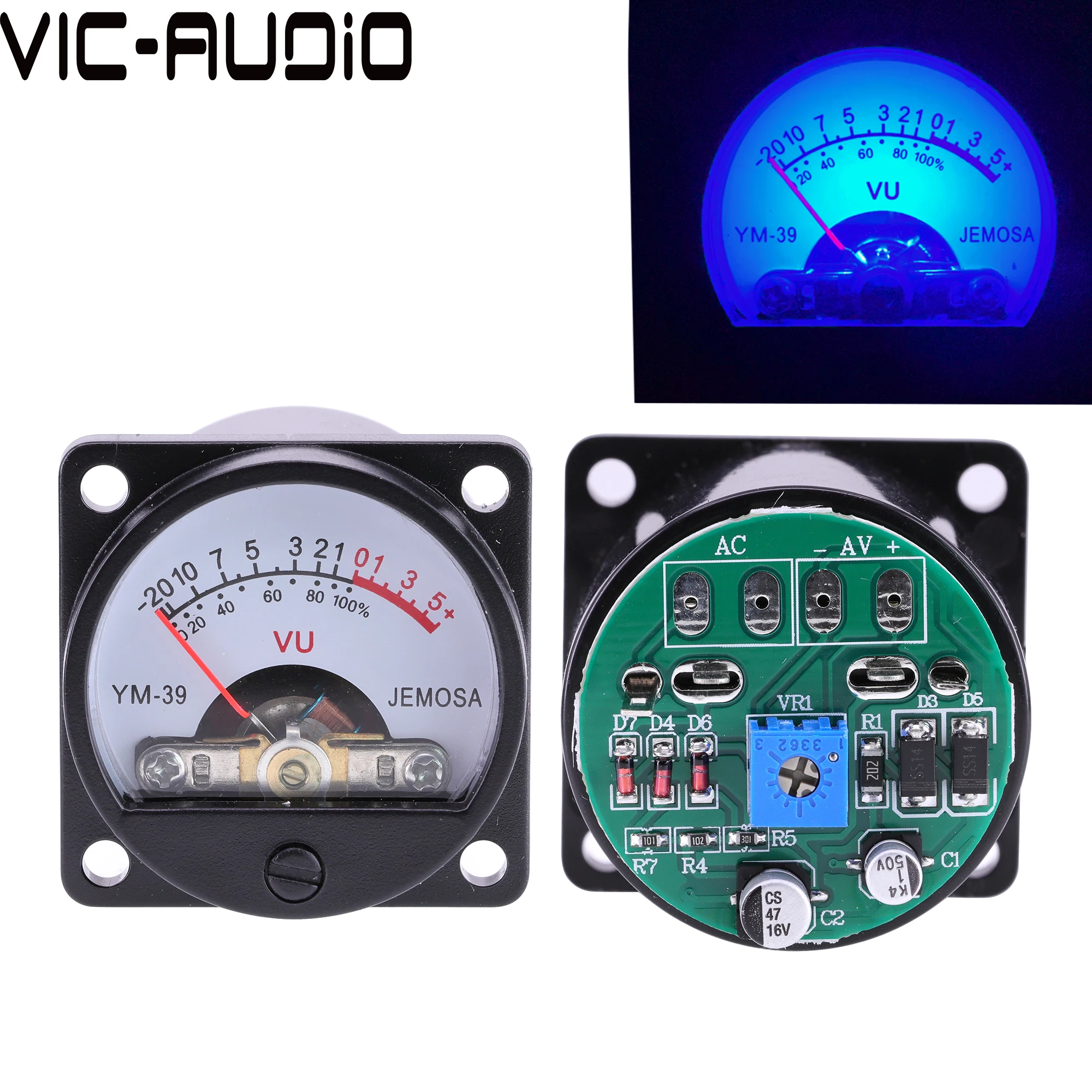 2 قطعة 35 مللي متر لوحة VU متر 500VU الصوت ضغط متر 2 قطعة VU مستوى الصوت متر لوحة للقيادة تيار مستمر/التيار المتناوب 6-12 فولت المدخلات