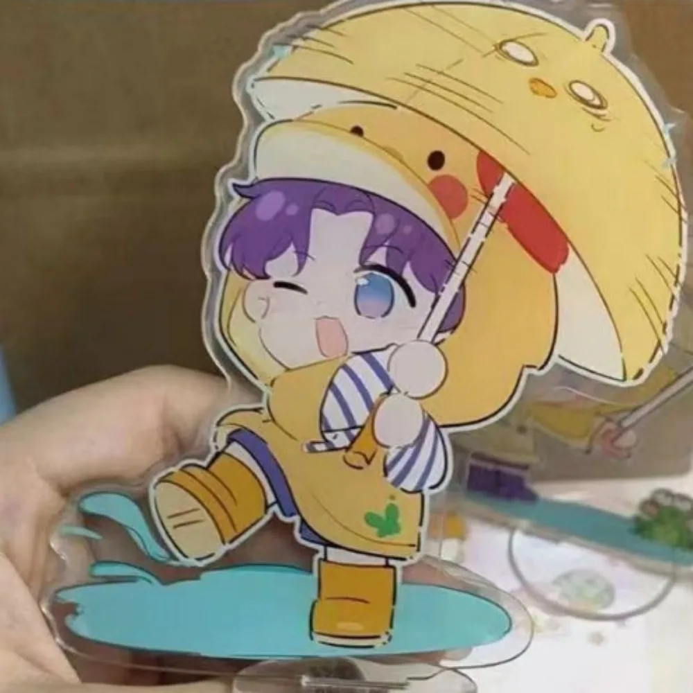 Game Love and Deep Space Xavier‌ Rafayel Zayne Acrylic Stand Cartoon Wearing Raincoat Umbrella Holding Standing Plaque Fan Gift