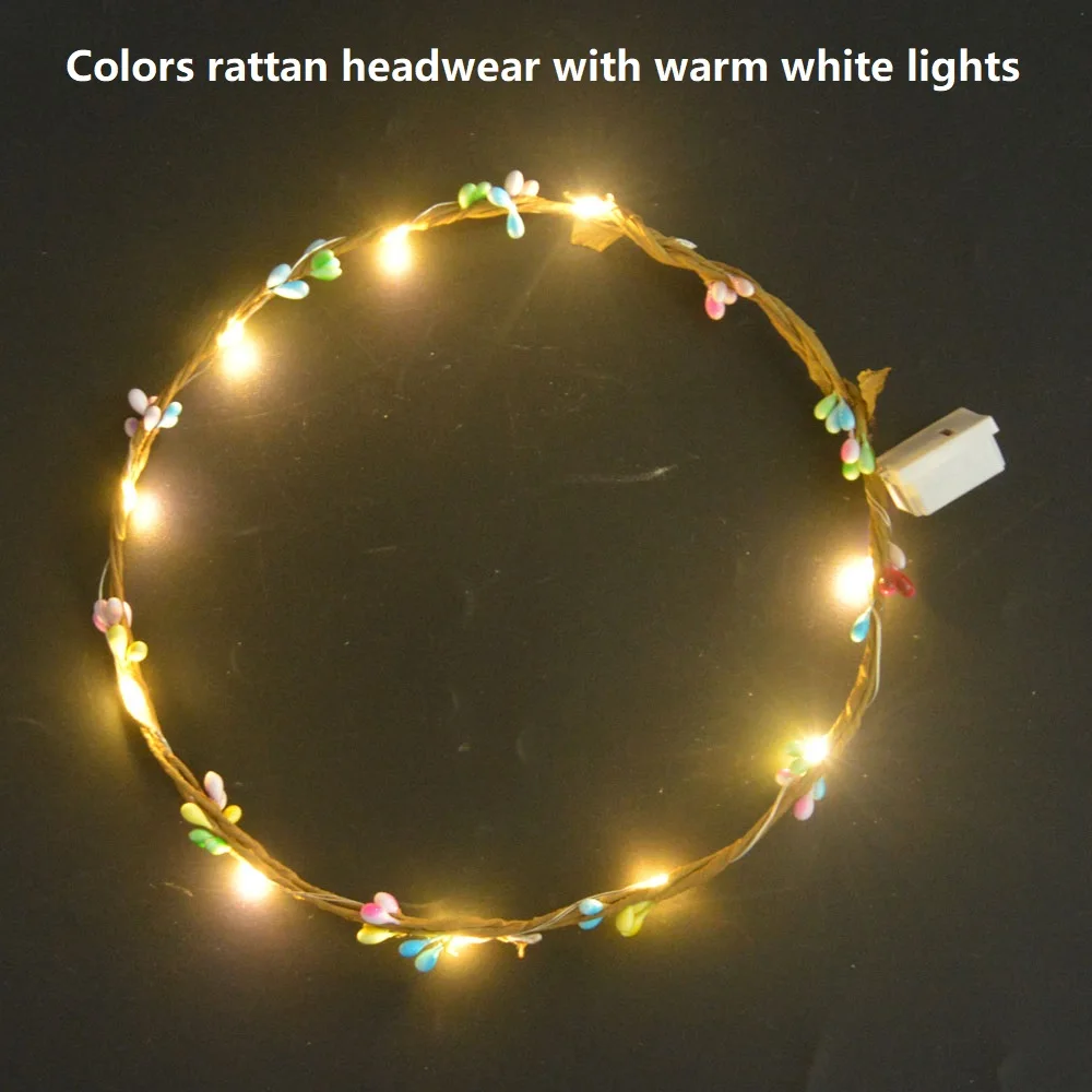 1 stücke Mädchen Frauen Braut Brautjungfer Leuchtende Kopfschmuck LED Blume Rattan Krone Stirnband Leuchten Glow Party Hochzeit Festival – Detail 15