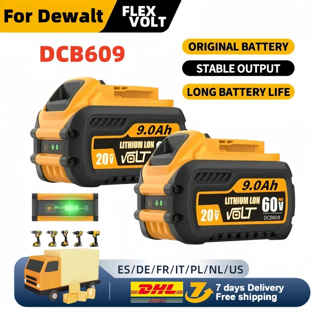 60V 9000mAh For Dewalt DCB609 Battery Replacement Li-ion Battery DCB200 DCB606 DCB205 DCB206 DCB209 DCB182 Power Tool Battery