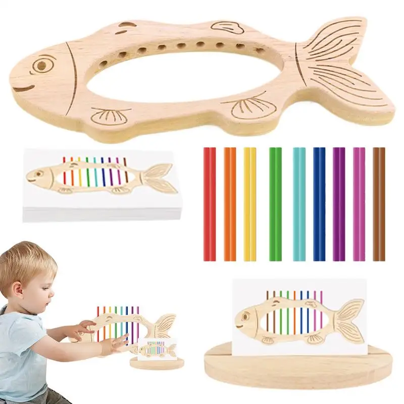 Fine Motor Skills Sensory Toys Fish-Shaped Color Sorting Stick Water-Based Paint Early Educational Toy For Children's Day Easter