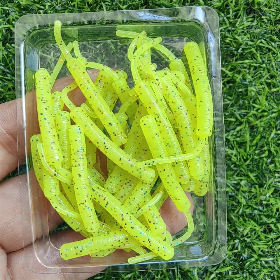 20 teile/schachtel Mini Ozean Felsen Angeln Weiche Köder 0,3g/45mm Weichen Wurm Künstliche Köder Bass Silikon köder Angeln Zubehör – Detail 12