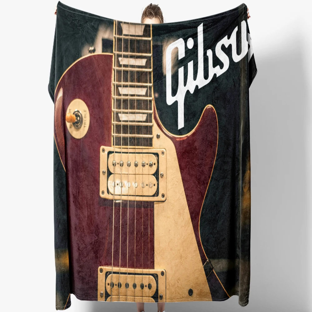 Guitar Soft Blankets Stitch Printed Blanket, Suitable For Bed, Bedroom, Sofa, Picnic, Outdoor Blanket，For Gifts，For Ki