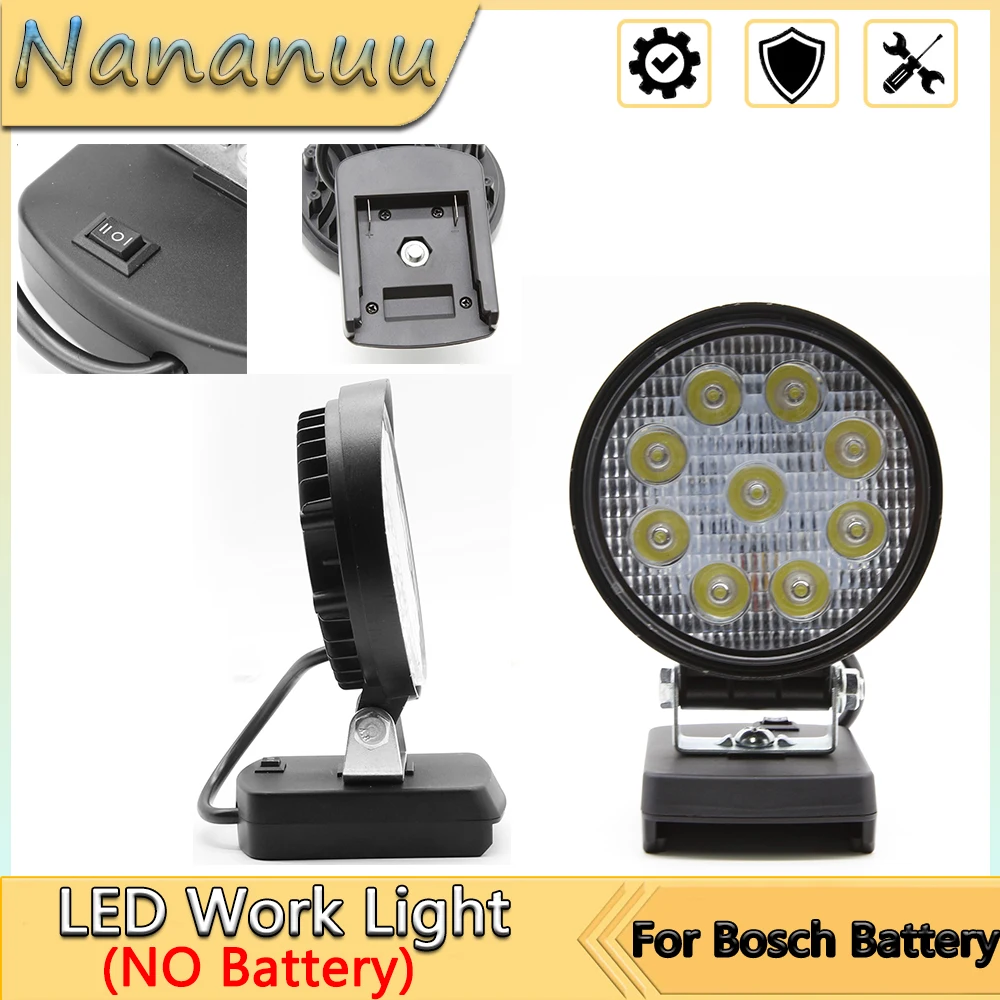 

Nananuu 27W LED Work Light Flashlight Searchlight Torch Spotlight Camping Lamp For Bosch BAT618 18V Lithium Battery (NO Battery)