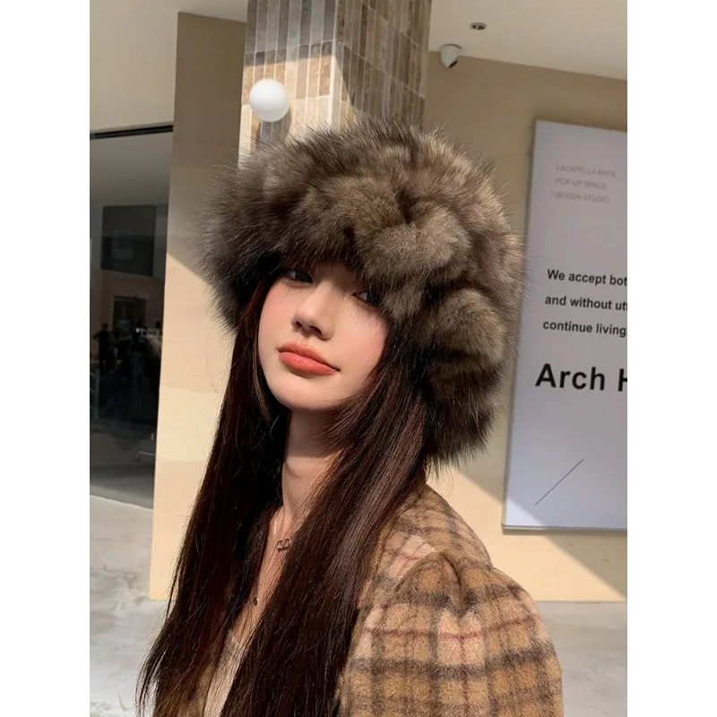 New sable hair scarf, fur wavy neck cover, scarf elastic and warm, autumn and winter women's versatile real hair weaving