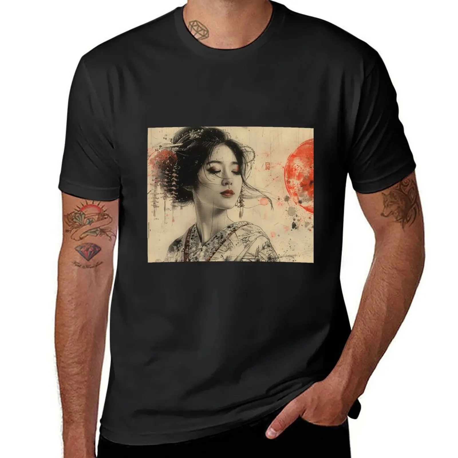 Geisha in love T-Shirt anime new edition quick drying vintage men clothings