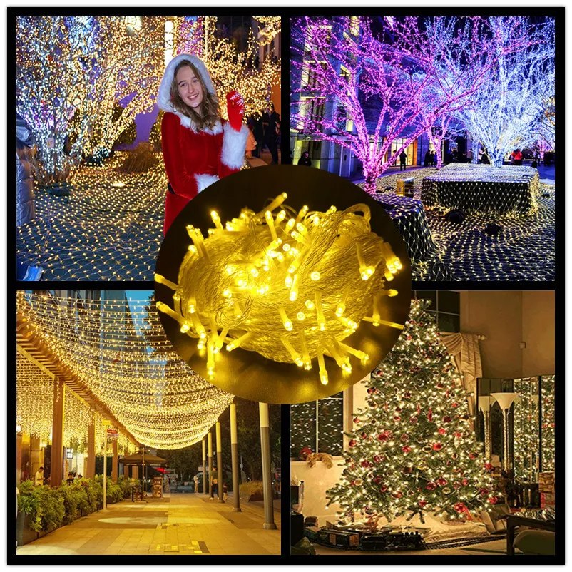 EU Plug 10M 20M Outdoor Christmas LED String Light 8 Mode Garlands Decoraction Fairy Lamp For Home Wedding Party Holiday Lights