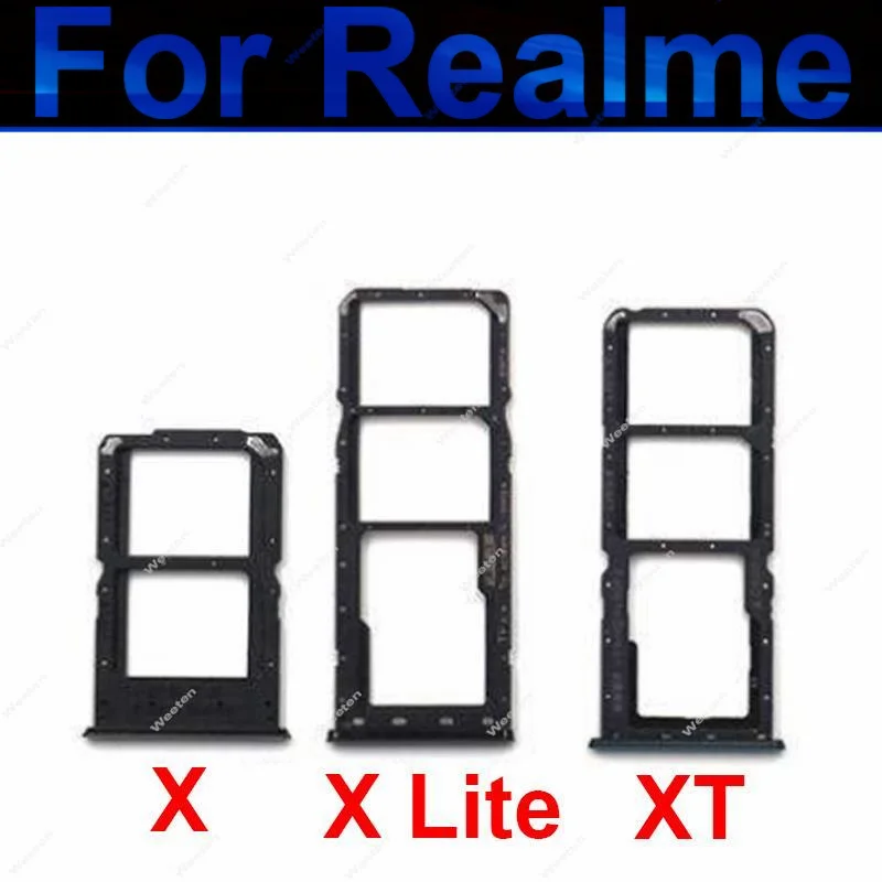 SIM Card Tray For Realme X XLite XT Sim Card Slot Tray Holder Micro SD Card Adapter Replacement Repair Parts Blue White Gray New