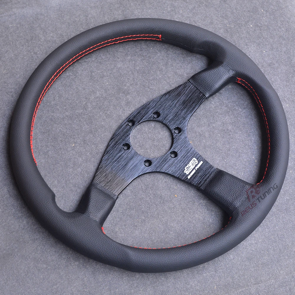 Red Stitch Universal Flat JDM Mugen Style 350mm 14inches Racing Car Sport Steering Wheel For Honda