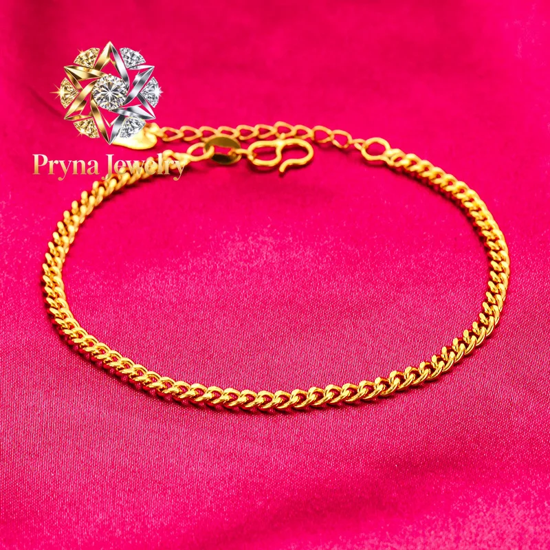 

Pryna Jewelry 24K Gold Twisted Rope Bracelet | AU999 Pure Gold, 3D braided pattern, shiny finish, elegant for daily wear