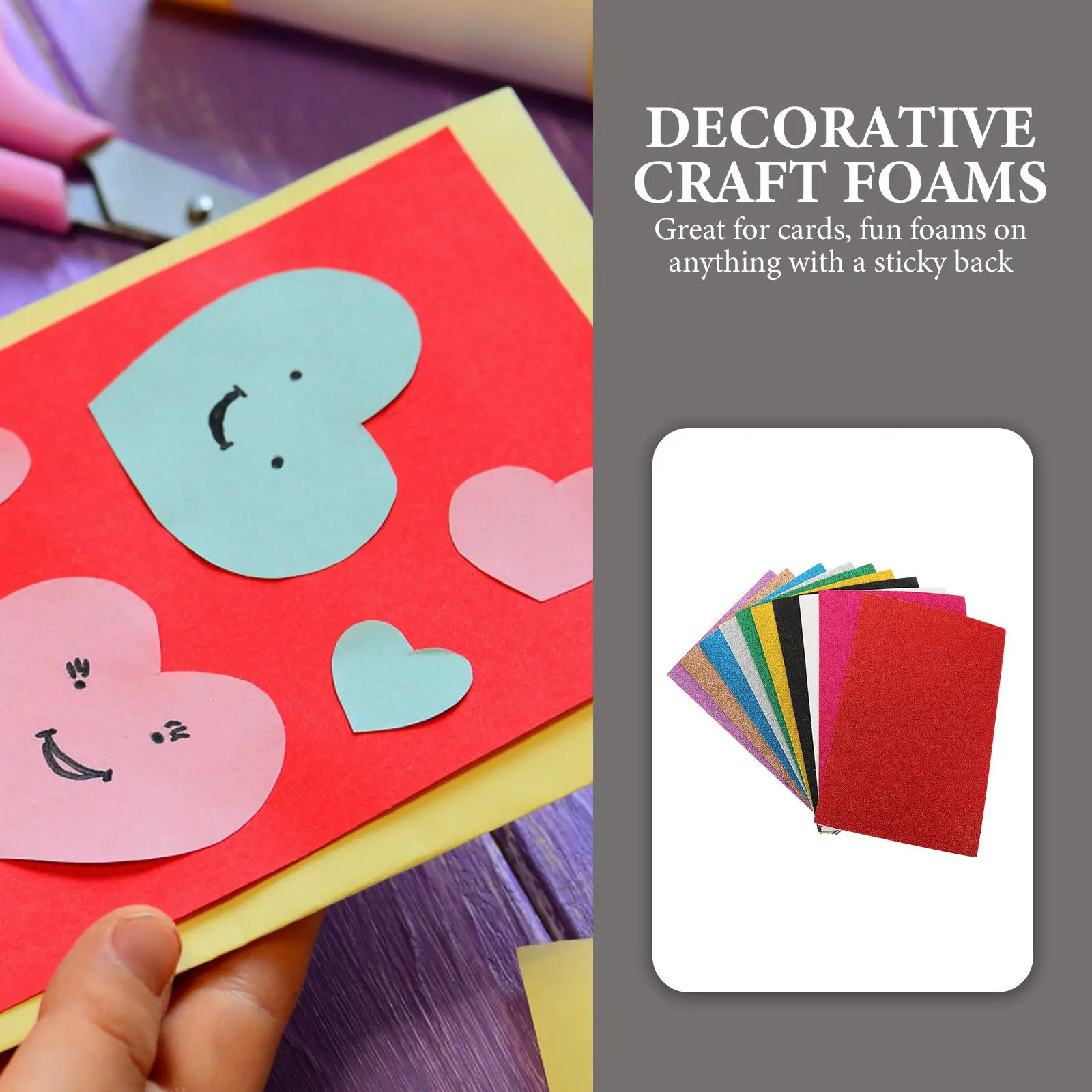 

10 Sheets Self-Adhesive Glitter Foam Sheets Premium Eva Craft Material for DIY Projects Kids Handicrafts Random Color Decorative