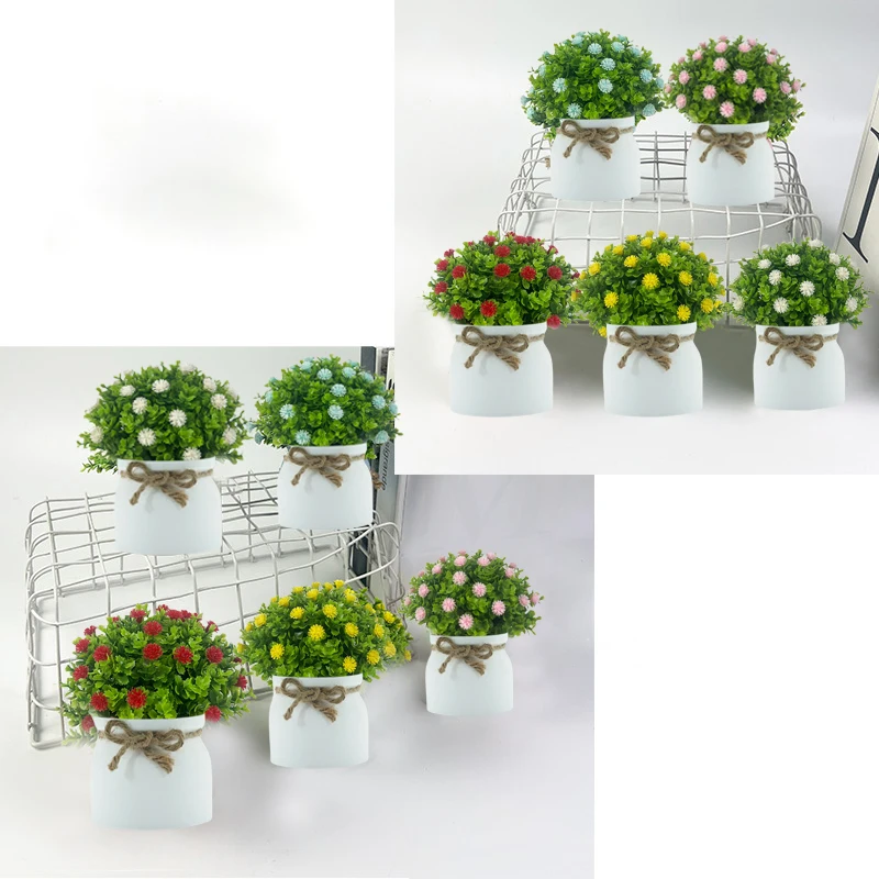 1pc Artificial Bonsai Fake Plant Flower Potted Plant Grass Plants Pot Ornament For Wedding/Party Home Garden Decorative