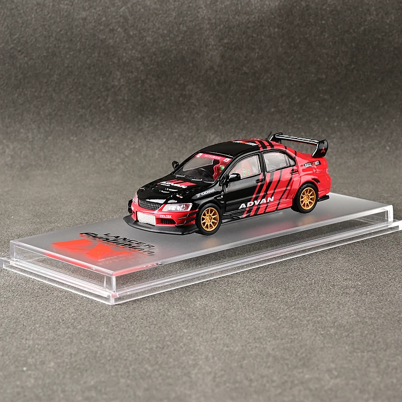 CM Model 1:64 Die-cast Model Car Lancer EVO IX Trolley Vehicle saloon car With Case Gift for Boys Girls Adults Display Case