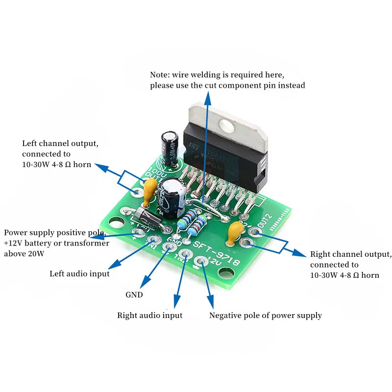 1~100Pcs TDA7297 Power Amplifier Board Parts DC 12V Pure Rear Stage 2.0 Dual Channel 15W+15W Electronic DIY Kit