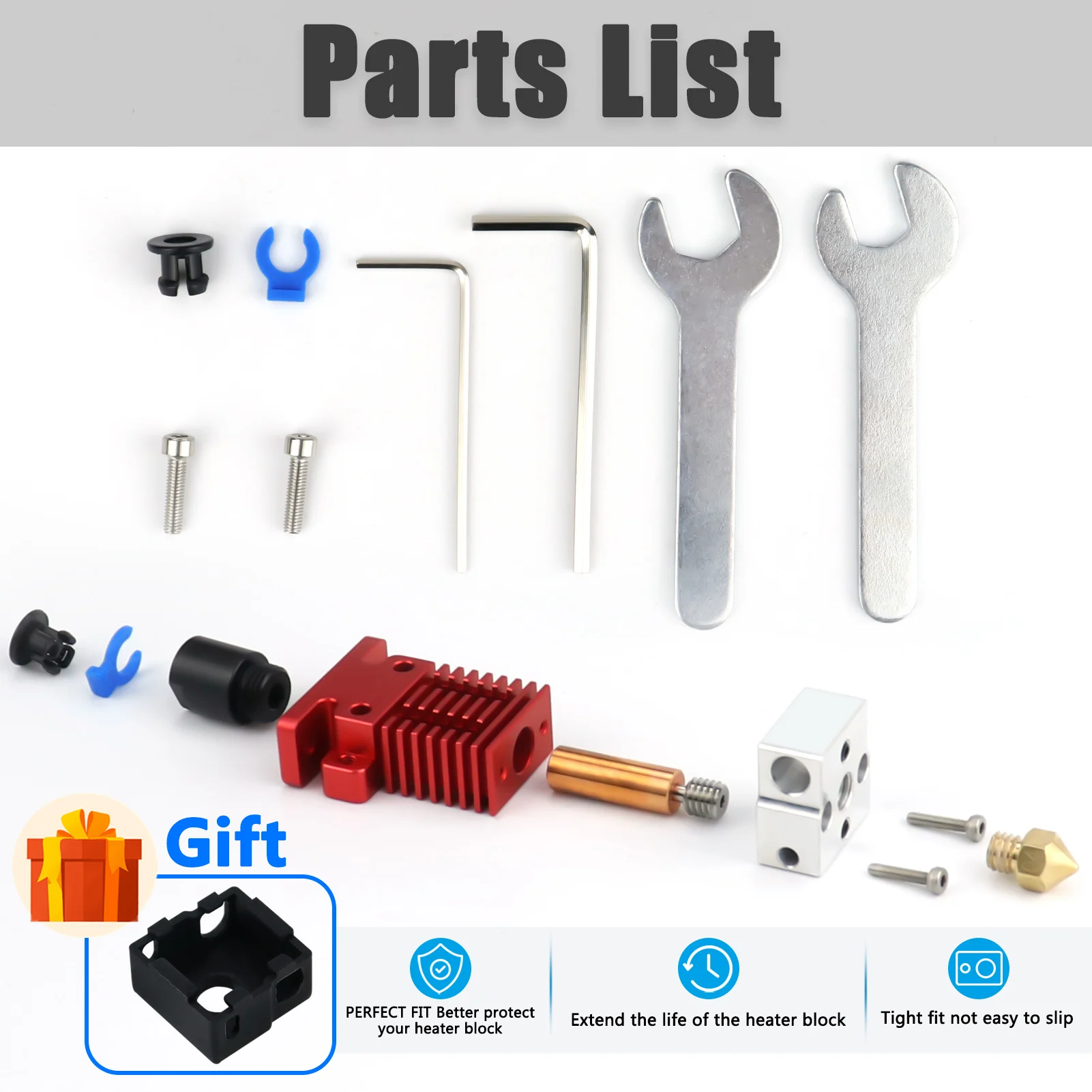 Calcetines de silicona de 3/5 piezas para MK8 MK9, cubierta protectora de Hotend para CR10/Ender3 s1/CR6 SE, bloque calefactor