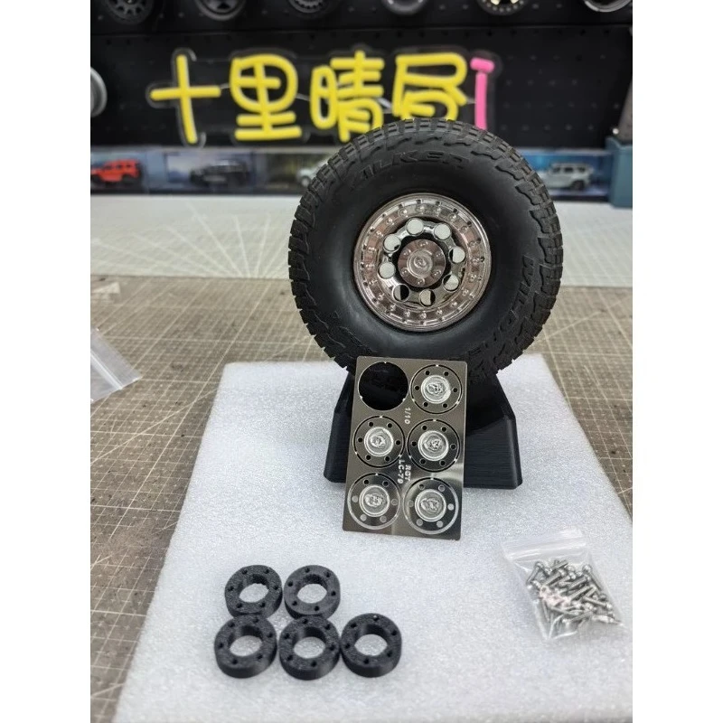 Metal Etched Wheel Hub Decorative Covers for RGT EX86160 1/10 LC79 Land Commander RC Crawler, Scale Hubcap Trim Upgrades