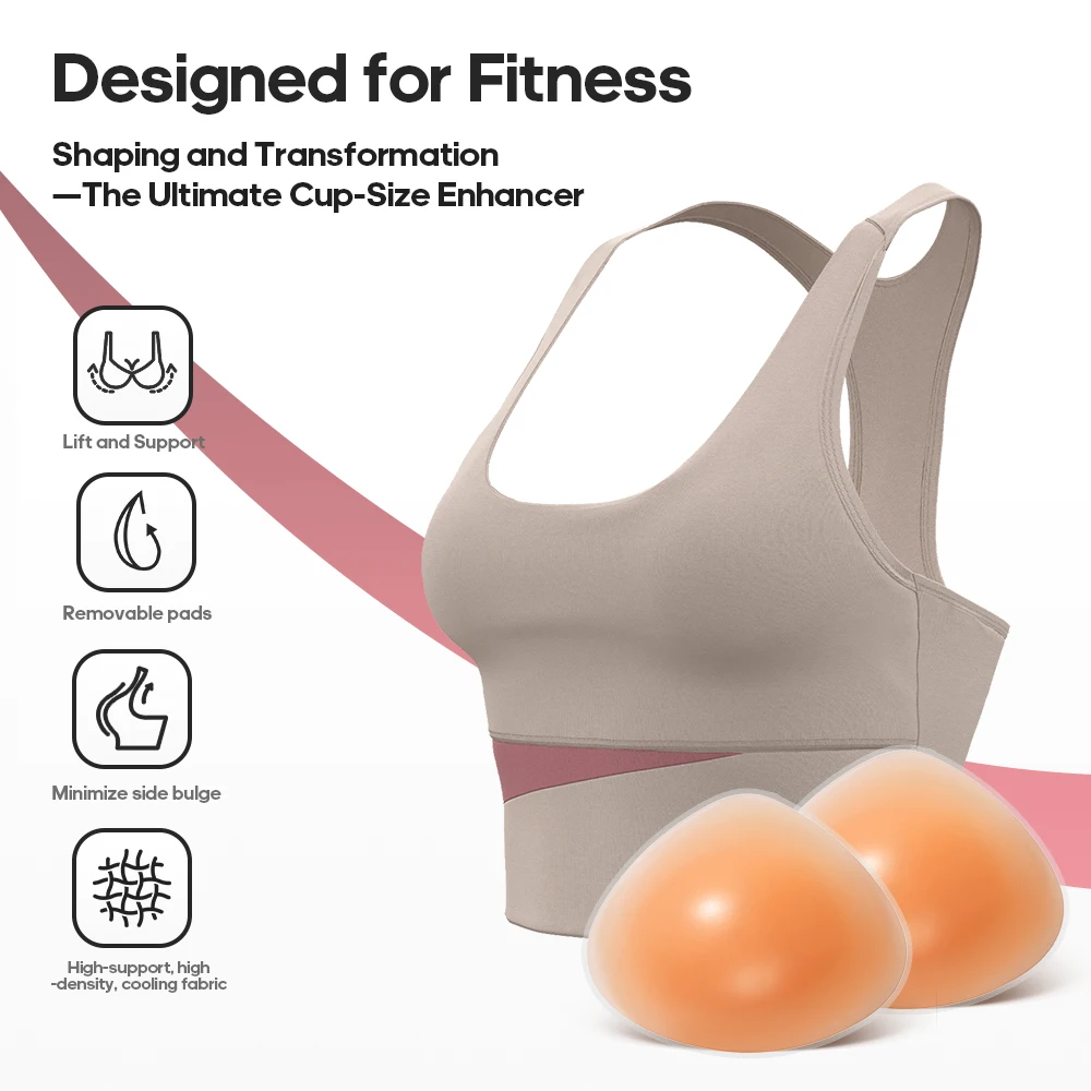 LERVANLA Women’s Sports Vest With Silicone Breasts Pads Underwear Preventing Sagging Lifting Augmentation Chest Yoga Bras