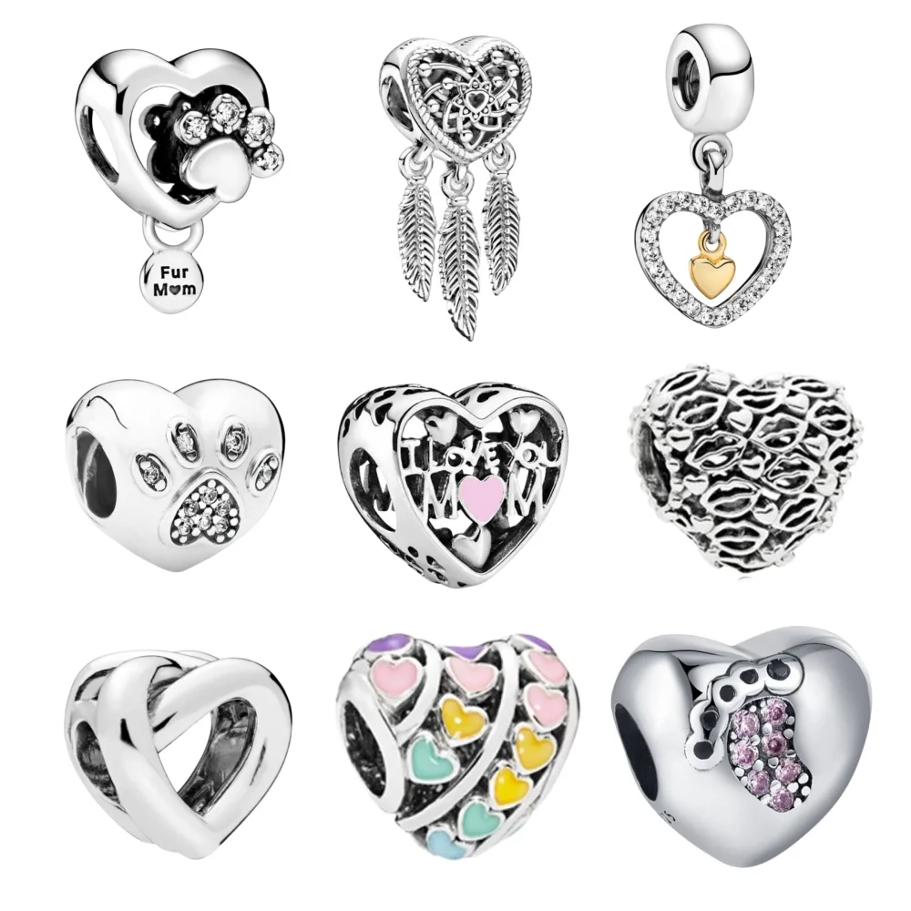 

Горячая распродажа: браслет из серебра 925 пробы с дизайном в виде сердца, оригинальные бусины, DIY-шармы, для женщин и девушек, модные ювелирные аксессуары, подарок.