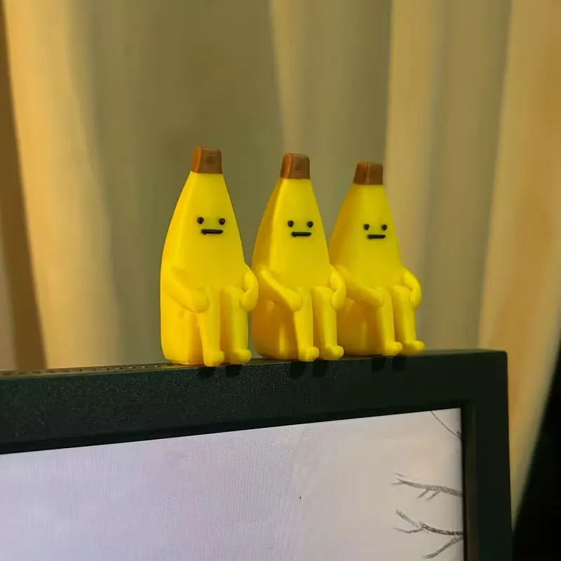 Anxious Banana Model - Collectible Figurine with Expressive Eyes and Mouth, Durable Plastic Desktop Decoration for Home, Office, Car - No Electricity Required, Holiday and Birthday Gift, Banana Ornament, Office Decor