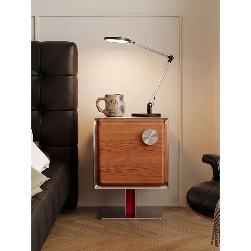 bedside table, high-end household storage, stainless steel light luxury locker, sofa side table