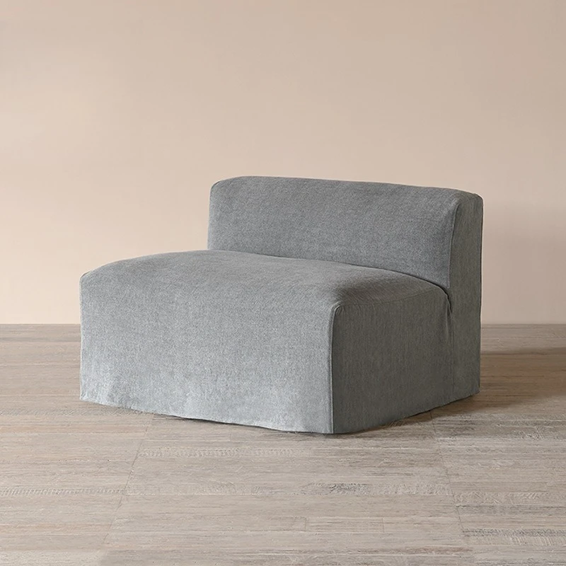 Japanese-style wabi-sabi wind B & B linen down single sofa, retro washed cotton and linen soft sofa