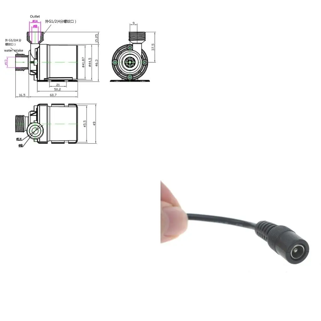 DC12V Water Pump Quiet Brushless Motor Water Pumps for Solar Water Circulation System Lift 5M 800L/H