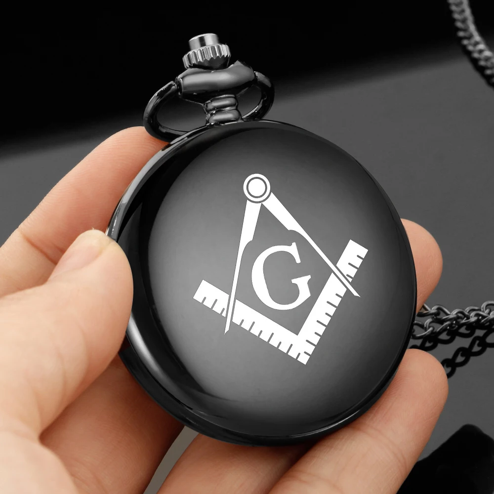 Antique Freemasonry G Design Masonic Quartz Pocket Watch for Men Women Arabic Number Dial with Pendant Necklace Clock Gift