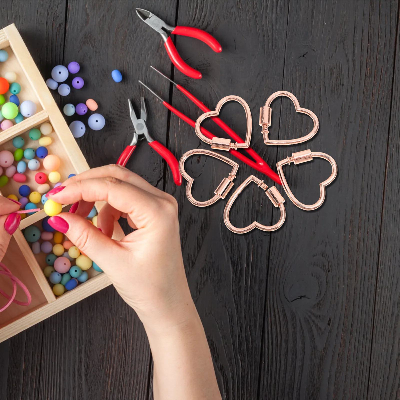 

5Pcs Jewelry Connectors Heart Shaped Screw Clasp for DIY Necklace Bracelet Making Alloy Locking Carabiner Pendant Charm Link