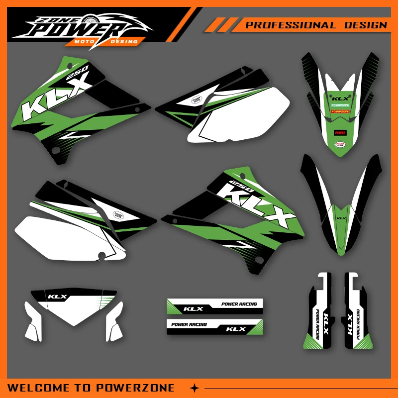 

Powerzone Graphics Decals Stickers Motorcycle For kawasaki KLX 250 2021 2020 2019 2018 2017 2016 -2008 KLX Background Custom 01